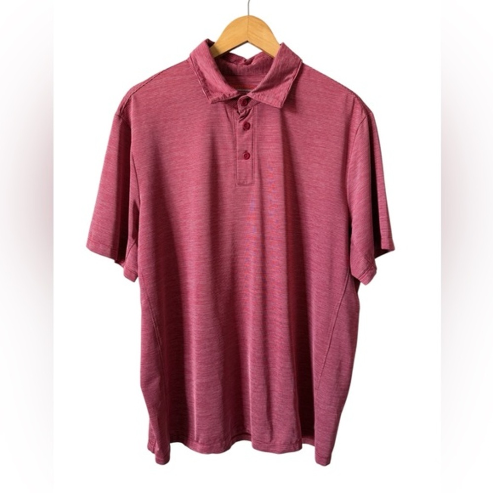 Hawke‎ & Co Performance Polo Shirt Large Red Striped Golf Athletic